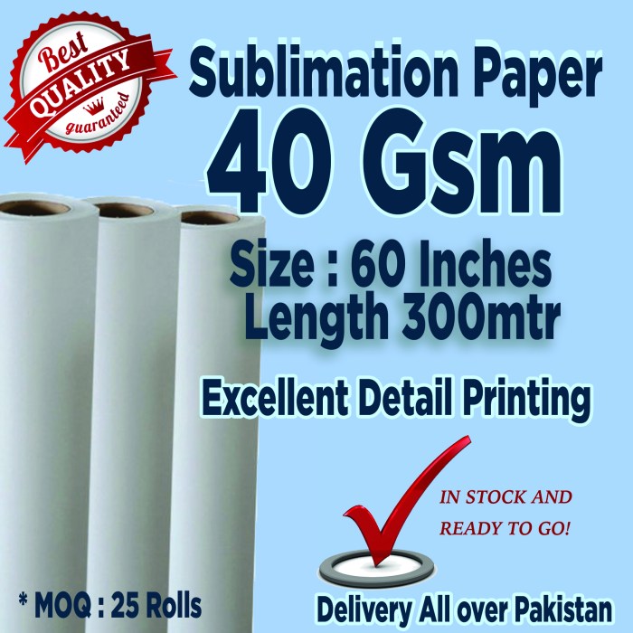 Sublimation Paper | 40 GSM | 60 Inch | 300 Mtrs