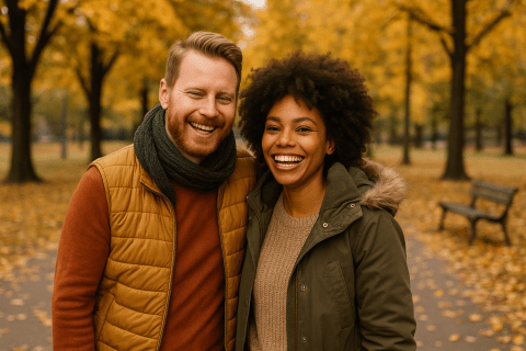Happy couple in autumn