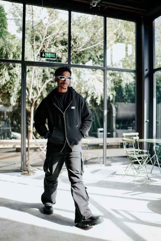 casual style model in cargo pants