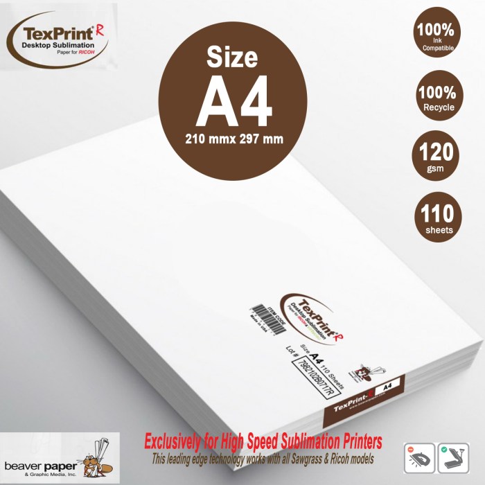 A4 size Sublimation Paper