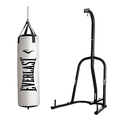 Everlast Nevatear Fitness Workout 70 Pound Heavy Kickboxing Boxing Gym Punching Bag and Powder Coated Steel Heavy Bag Stand, Black