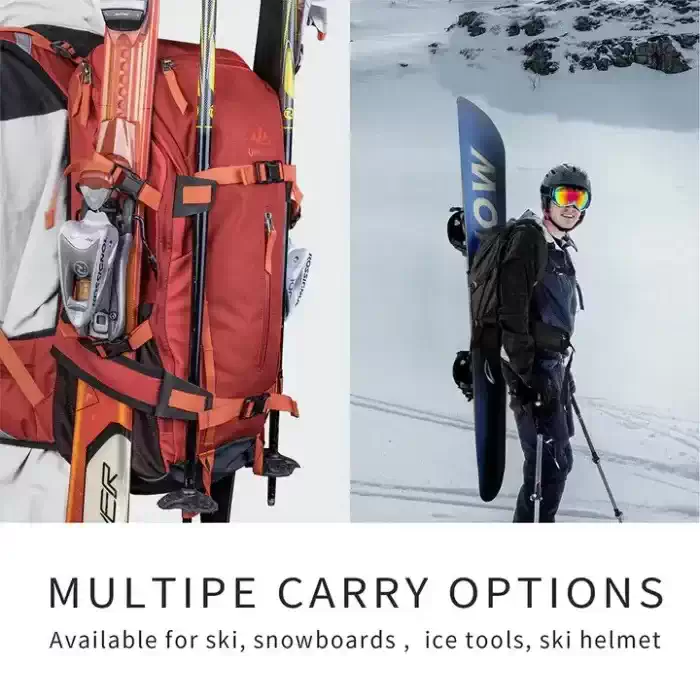 Red Ski Backpack Multiple Carry Options for Ski and Snowboard