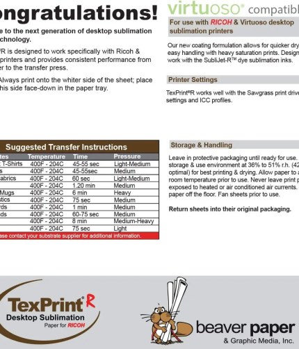 texprint data sheet