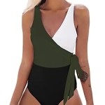 CUPSHE Knotted Color Block One Piece Swimsuit