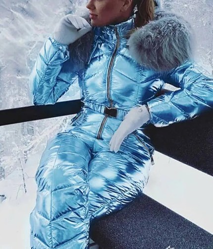 MARKERWAY Women’s Winter Fur Collar Ski Jumpsuit - blue.jpg