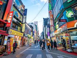 Myeongdong Shopping Street in Seoul South Korea