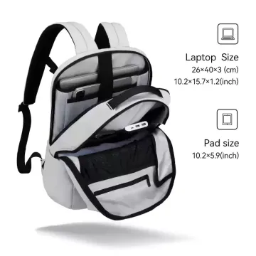 Backpack interior showing organised compartments and padded storage sections