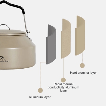 Ultralight coffee water kettle being used on a nature hike.