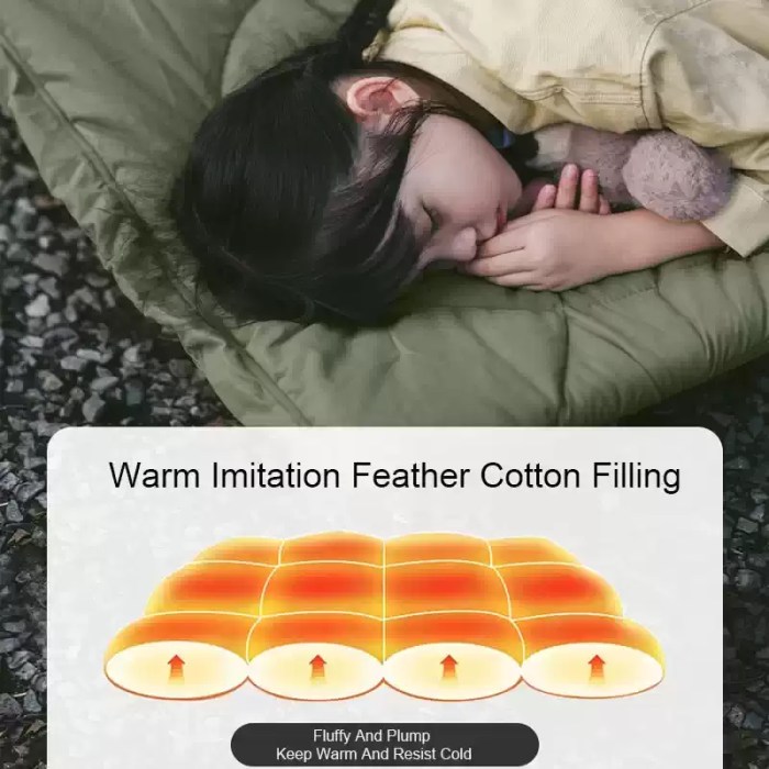 Close-up of the quilted soft-touch fabric on a portable outdoor camp bed mattress for winter warmth.