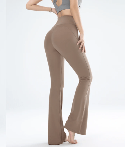 aupe high waisted flared yoga pants for women with a smooth fitted design and wide-leg silhouette, ideal for yoga, fitness, workouts, and casual wear