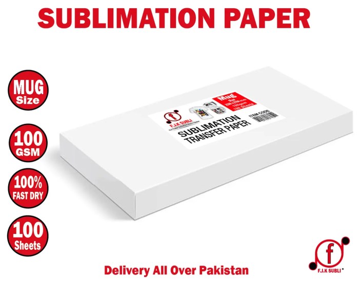 Sublimation Paper MUG Size 100g 100 Sheets