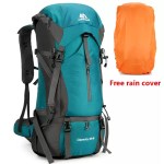 70L camping backpack in forest green showing its massive main compartment and straps.