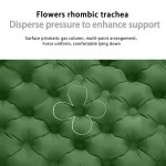 The camping mattress folded and packed into its small carrying bag for travel.