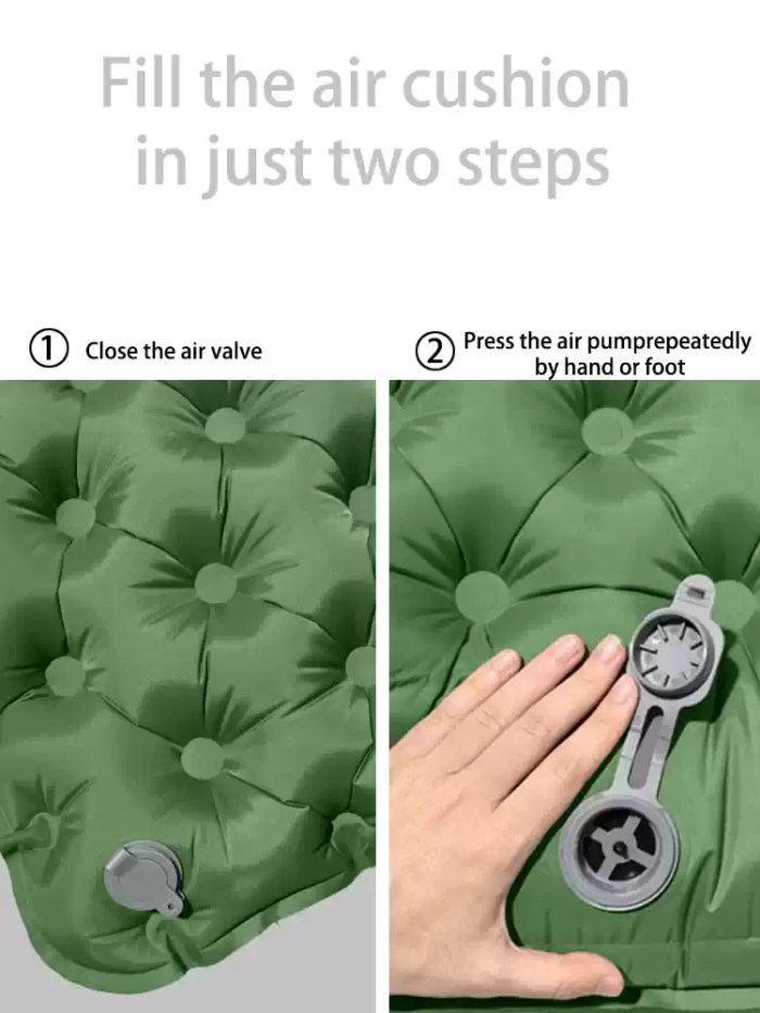 Water droplets on the waterproof TPU surface of the outdoor inflatable mattress.