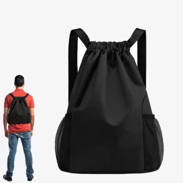 Large capacity drawstring backpack in a solid color showing the wide bundle pocket opening.