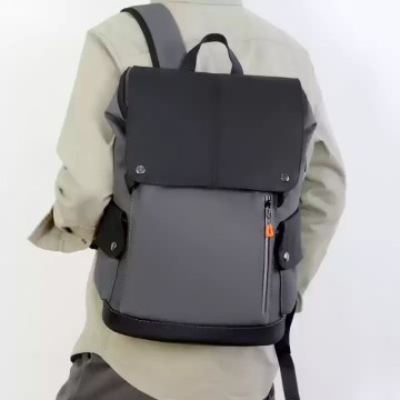 Close up of the water-resistant fabric on a casual travel bag.