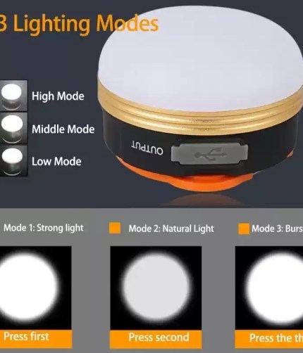 LED lantern portable camping light providing 360-degree light on a nature hike.