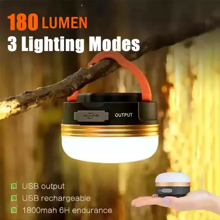 FJK Camping Gear portable lantern stuck to a metal surface using its magnet.