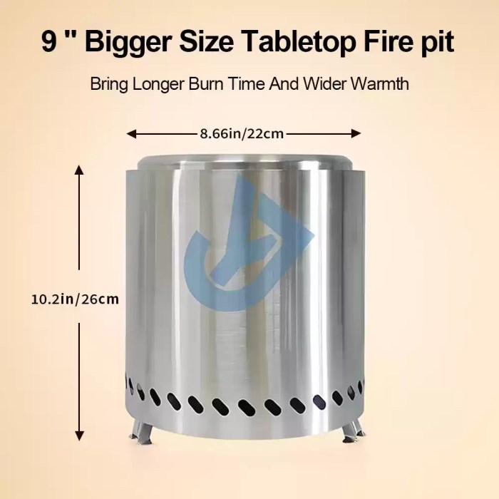 High-quality stainless steel finish on a portable campfire stove and pit fire basin.