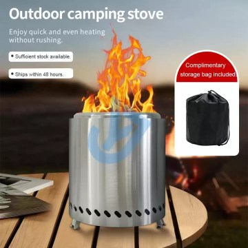 Outdoor camping stove with fast and even heating, portable stainless steel stove with storage bag for camping and outdoor cooking.