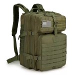 A hiker wearing the foldable outdoor bag with adjusted shoulder straps on a trail.