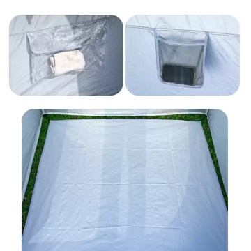 Shower tent folded into its professional black carry bag with shoulder straps.