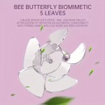 The 3-speed mini portable fan blowing a ribbon to show the powerful airflow of the motor.