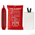 FJK Camping Gear fire blanket in its red emergency storage pouch.