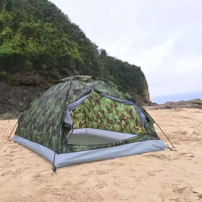 2 Person Camouflage Camping Tent_2 High-quality camouflage pattern on a single layer summer tent.