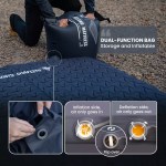 Alt Text: Close-up of the integrated foot-press built-in pump on a 2 person camping mat showing the easy inflation valve.