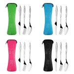 Polished stainless steel dinnerware for backpacking and travel.
