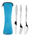 Portable travel camping cutlery used for a meal on a nature hike.