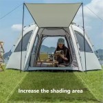Spacious 4-man pop-up interior with room for double air mattresses, perfect for family camping trips.