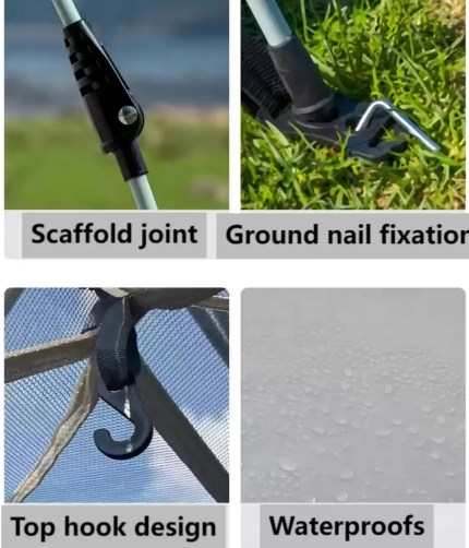 Windproof and waterproof tent standing firm during a rainy outdoor trip.