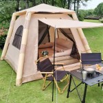 4 person waterproof air tent fully inflated in a beautiful glamping site.