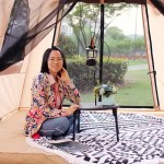 Spacious interior of a glamping air shelter with luxury camping mats for tents.