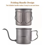 Pure titanium camping coffee pot featuring a vent-hole lid for steam release on family camping trips.