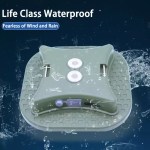 The green camping light shown under water splashes to highlight its life-class waterproof performance and resistance to wind and rain.