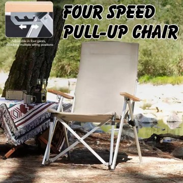 Four-speed adjustable pull-up folding camping chair for outdoor use