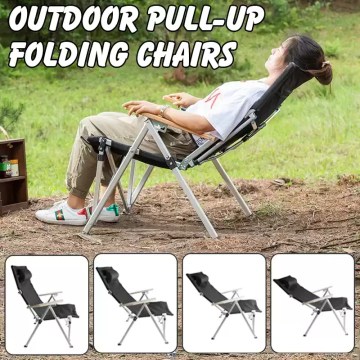 Outdoor pull-up adjustable folding camping chair with recline positions