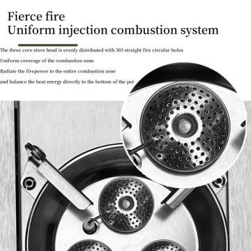 Camping gas stove burner with uniform injection combustion system, high-efficiency circular flame design for fast and even outdoor cooking.