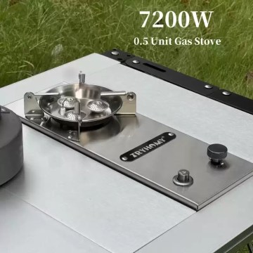7200W portable camping gas stove with stainless steel burner, compact design for outdoor cooking, camping, and hiking use.
