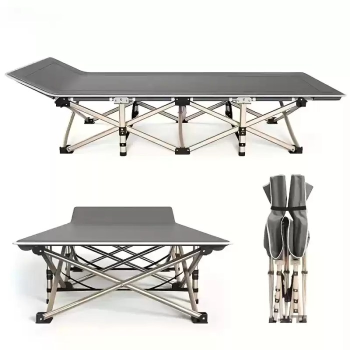 75-inch Large Folding Outdoor Bed_2 75-inch sports bed folded into its compact form for easy storage.