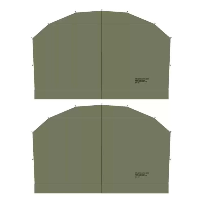 Large sunshade canopy shown with a camping stove and table setup.