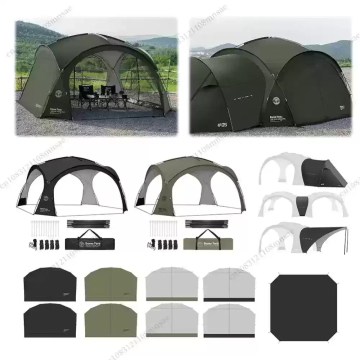 Outdoor dome tarp camping shelter system with detachable panels poles pegs and carry bag