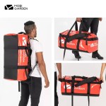 Close-up of the 1000D mesh cloth fabric on the camping backpack with water beads on it.