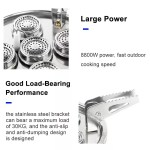 Large camping stove folded into its compact travel case.