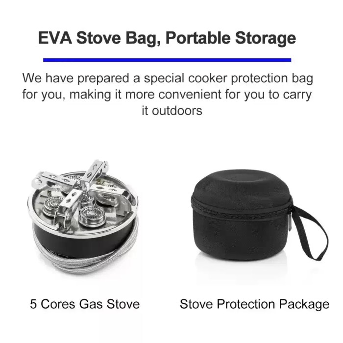 Large camping stove folded into its compact travel case.