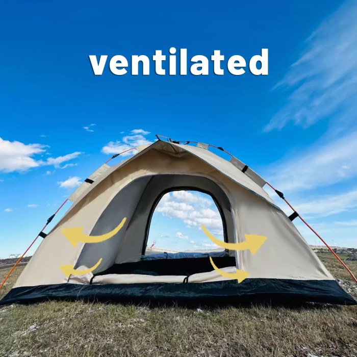 Automatic Quick-Opening Tent 4 Person_2 Rainproof 4 person tent shedding water during a rainy outdoor camping trip.
