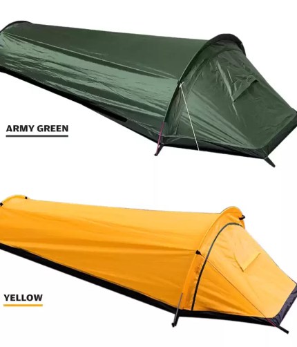 Comparison of the backpacking tent size next to a standard sleeping pad.